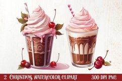 Pink Christmas Coffee Sublimation Clipart, Christmas PNG Product Image 1
