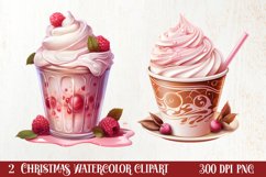Pink Christmas Coffee Sublimation Clipart, Christmas PNG Product Image 1