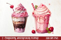 Pink Christmas Coffee Sublimation Clipart, Christmas PNG Product Image 1
