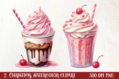 Pink Christmas Coffee Sublimation Clipart, Christmas PNG Product Image 1