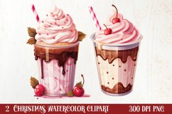 Pink Christmas Coffee Sublimation Clipart, Christmas PNG Product Image 1