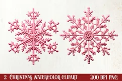 Pink Christmas Crochet Clipart, Christmas PNG Product Image 1