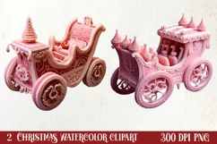 Pink Christmas Crochet Clipart, Christmas PNG Product Image 1