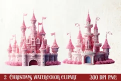 Pink Christmas Crochet Clipart, Christmas PNG Product Image 1