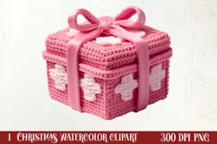 Pink Christmas Crochet Clipart, Christmas PNG Product Image 1