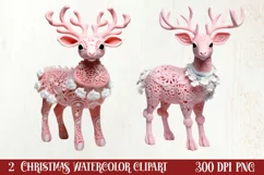 Pink Christmas Crochet Clipart, Christmas PNG Product Image 1