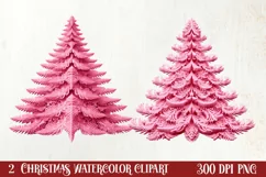 Pink Christmas Crochet Clipart, Christmas PNG Product Image 1