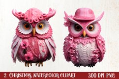 Pink Christmas Crochet Clipart, Christmas PNG Product Image 1