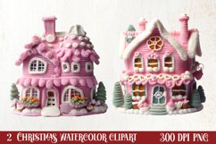 Pink Christmas Crochet Clipart, Christmas PNG Product Image 1