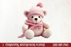 Pink Christmas Crochet Clipart, Christmas PNG Product Image 1