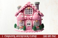 Pink Christmas Crochet Clipart, Christmas PNG Product Image 1