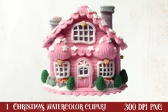 Pink Christmas Crochet Clipart, Christmas PNG Product Image 1