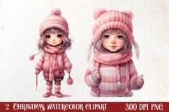 Pink Christmas Crochet Clipart, Christmas PNG Product Image 1