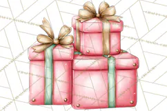 Pink Christmas Town Clipart PNG, Pastel Winter Clip Art Product Image 3