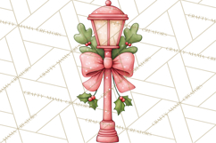 Pink Christmas Town Clipart PNG, Pastel Winter Clip Art Product Image 4
