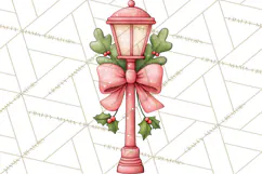 Pink Christmas Town Clipart PNG, Pastel Winter Clip Art Product Image 4