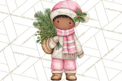 Pink Christmas Town Clipart PNG, Pastel Winter Clip Art Product Image 5
