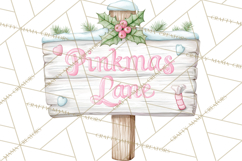 Pink Christmas Town Clipart PNG, Pastel Winter Clip Art Product Image 4