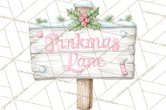 Pink Christmas Town Clipart PNG, Pastel Winter Clip Art Product Image 4
