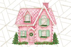 Pink Christmas Town Clipart PNG, Pastel Winter Clip Art Product Image 2