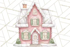 Pink Christmas Town Clipart PNG, Pastel Winter Clip Art Product Image 3