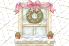 Pink Christmas Town Clipart PNG, Pastel Winter Clip Art Product Image 5