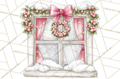 Pink Christmas Town Clipart PNG, Pastel Winter Clip Art Product Image 2