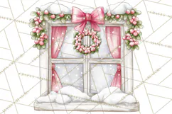 Pink Christmas Town Clipart PNG, Pastel Winter Clip Art Product Image 2