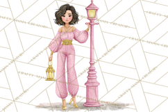 Pink Christmas Town Clipart PNG, Pastel Winter Clip Art Product Image 3