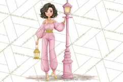 Pink Christmas Town Clipart PNG, Pastel Winter Clip Art Product Image 3
