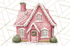 Pink Christmas Town Clipart PNG, Pastel Winter Clip Art Product Image 3