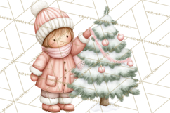 Pink Christmas Town Clipart PNG, Pastel Winter Clip Art Product Image 4