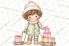 Pink Christmas Town Clipart PNG, Pastel Winter Clip Art Product Image 5