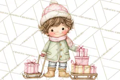 Pink Christmas Town Clipart PNG, Pastel Winter Clip Art Product Image 5