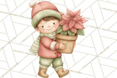 Pink Christmas Town Clipart PNG, Pastel Winter Clip Art Product Image 3