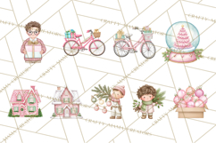 Pink Christmas Town Clipart PNG, Pastel Winter Clip Art Product Image 9