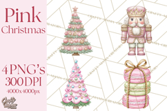 Pink Christmas Town Clipart PNG, Pastel Winter Clip Art Product Image 1