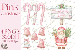 Pink Christmas Town Clipart PNG, Pastel Winter Clip Art Product Image 1