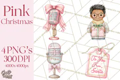 Pink Christmas Town Clipart PNG, Pastel Winter Clip Art Product Image 1
