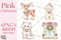 Pink Christmas Town Clipart PNG, Pastel Winter Clip Art Product Image 1