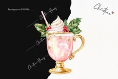 Watercolor Pink Drink | Pink Christmas PNG Product Image 2