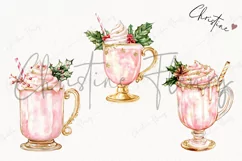 Watercolor Pink Drink | Pink Christmas PNG Product Image 3
