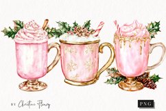 Watercolor Pink Drink | Pink Christmas PNG Product Image 1