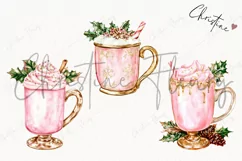 Watercolor Pink Drink | Pink Christmas PNG Product Image 3