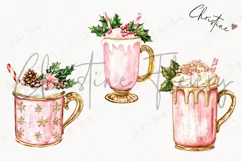 Watercolor Pink Drink | Pink Christmas PNG Product Image 3