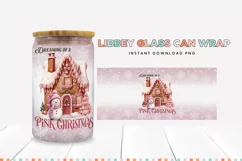 Dreaming of a Pink Christmas Glass Can Sublimation PNG Product Image 2