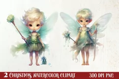 Pink Christmas Fairy Clipart Sublimation, Fairy Christmas Product Image 1