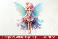 Pink Christmas Fairy Clipart Sublimation, Fairy Christmas Product Image 1
