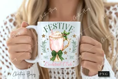 Pink Christmas Festive Cocktail Club PNG | Christmas PNG Product Image 2