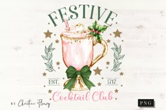 Pink Christmas Festive Cocktail Club PNG | Christmas PNG Product Image 4